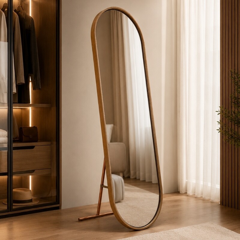 Toucador Alamanda Espelho Oval Castanho/Bronze - JB Bechara