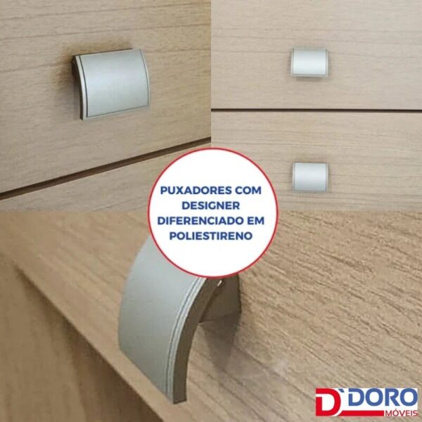 Roupeiro Titanium Branco 2 Portas C/ 1 Espelho Detalhe Ripado 100% MDF Larg. 2.20m - D Doro