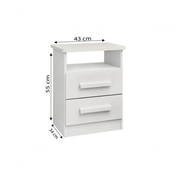 Alternative view of CRIADO De Cabeceira Firenze 2 Gavetas Com Nicho - D Cinamomo-off White -.REF 6801 Branco RF.6801