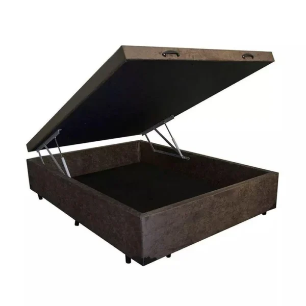 Cama Box Baú Casal Suede produto com cor Marrom 138x188x44 - SerenePrime