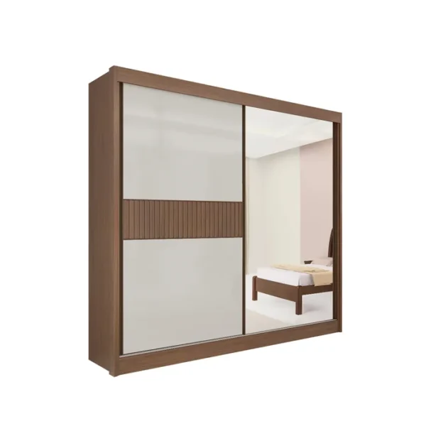 Guarda Roupa Ripado Titanium 2 Portas Castanho Off White REF: 6803