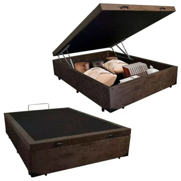 Alternative view of Cama Box Baú Casal Suede produto com cor Marrom 138x188x44 - SerenePrime