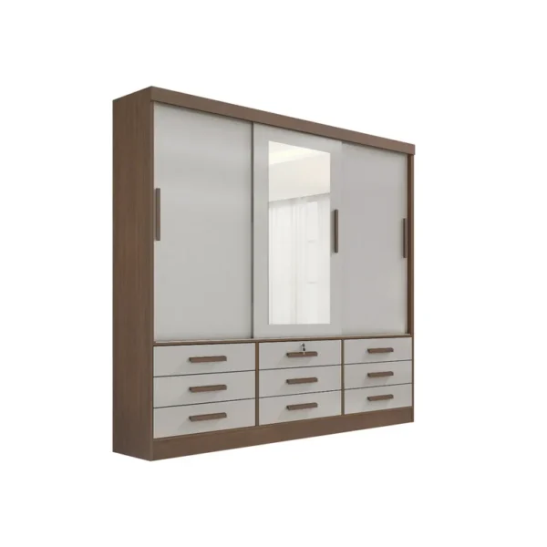 Guarda Roupa Meridian Plus 3 Portas Castanho/ off white REF: 6793