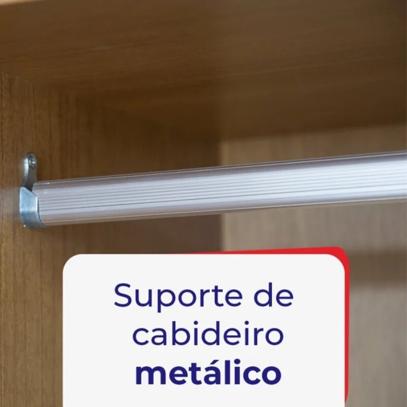Roupeiro Titanium Branco 2 Portas C/ 1 Espelho Detalhe Ripado 100% MDF Larg. 2.20m - D Doro