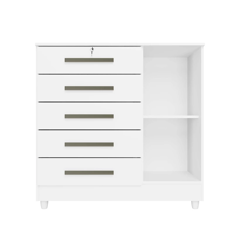 Cômoda Vitória 5 Gavetas 1 Porta Rud Rack Cor BRANCO REF : 6822 - Imagem 3