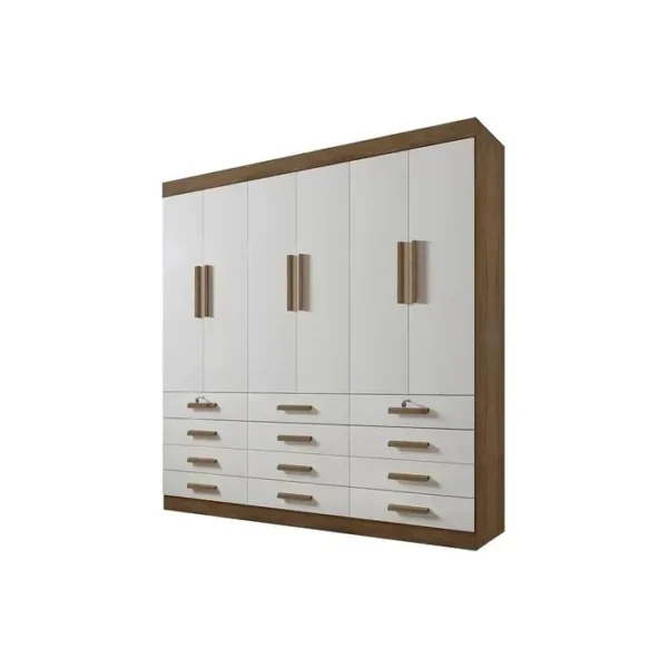 Guarda Roupa Casal 6 Portas 12 Gavetas - Mônaco ype/ off white REF: 5470