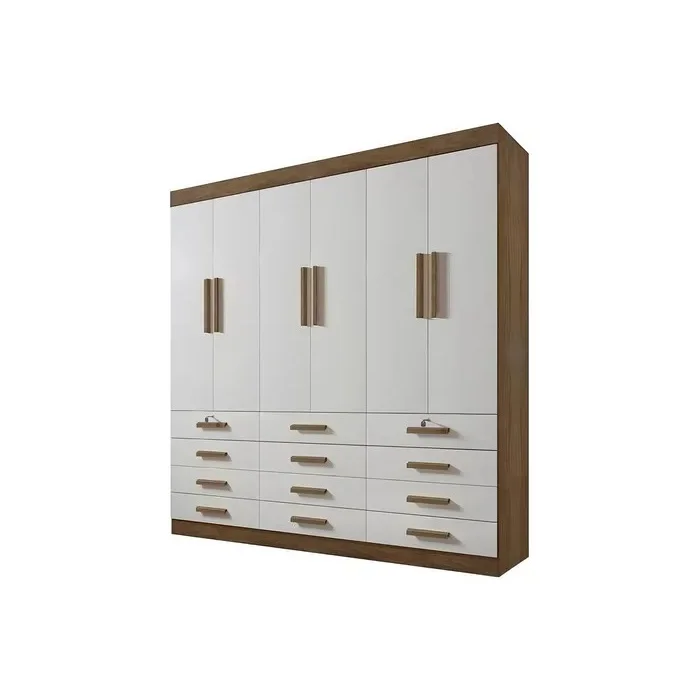 Guarda Roupa Casal 6 Portas 12 Gavetas - Mônaco ype/ off white REF: 5470