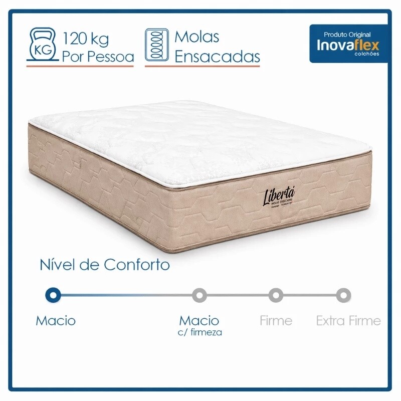 Colchão Queen Libertá 158x198x32 Molas Ensacadas Inovaflex | Suporta até 120kg - Imagem 6