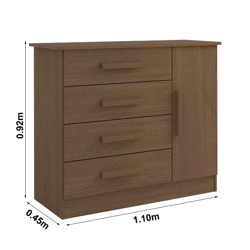 Cômoda Firenze Castanho 4 Gavetas e Sapateira REF:6796 - Imagem 2