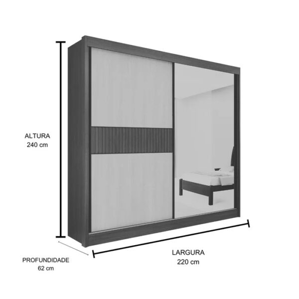 Alternative view of Guarda Roupa Mdf Ripado Titanium 2 Portas Cinamomo Off White