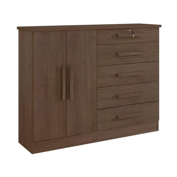 Cômoda New Athos Castanho 5 Gavetas REF: 6799