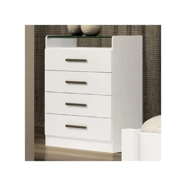 Cômoda C/ Vidro 4 Gavetas Cronus Branco REF: 5813