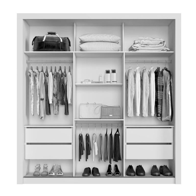 Guarda-roupa Casal New Panamá Cinamomo/Off 3 Portas Flex 4 Gavetas C/ 1 Espelho Larg. 1.85m - Sallêto - Imagem 3