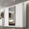 Roupeiro Casal Sollo Plus Branco 3 Portas 8 Gavetas C/ 1 Espelho 100% MDF Larg. 2.73m - Novo Horizonte