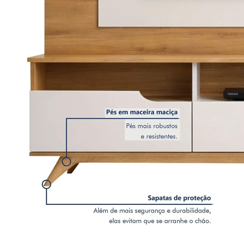 Home Theater Diplomata Cinamomo/Off White Larg. 2.00m para TV até 60'' - Valdemóveis - Imagem 3