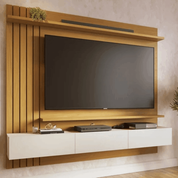 Home Suspenso Juriti Larg. 1.80m Naturale/Off White Matte para TV até 70" - Colibri