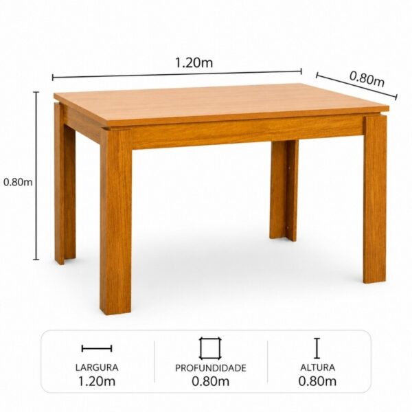 Mesa Athenas 120x80 Amêndoa Clean Tampo Maciço - Móveis Lopas + 4 Cad. Cantiga Boucle Bege Madeira Maciça - Bechara