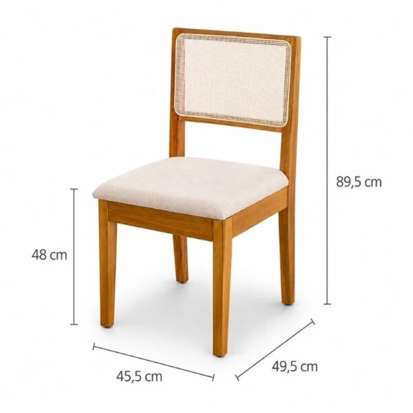 Mesa Athenas 180x90 Amêndoa Clean Tampo Maciço - Móveis Lopas + 6 Cad. Cantiga Boucle Bege Madeira Maciça - Bechara