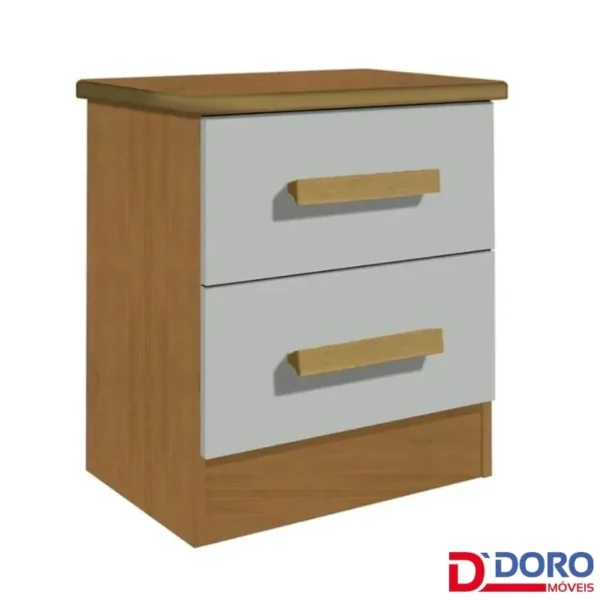 Mesa de Cabeceira New Athos 2 Gavetas Cinamomo/Off White Larg. 0.50m REF : 6785