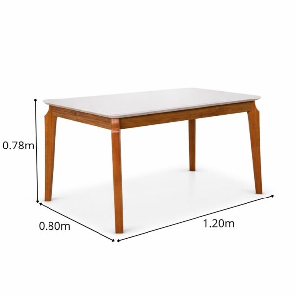 Mesa de Jantar Alegra Tampo Vidro Off 120×80 Madeira Maciça - JCM + 4 Cad. Londres Veludo Avelã Madeira Minas Plac - Entregue Montada