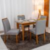 Mesa de Jantar Londrina 120x80 Cinamomo Rufato + 4 Cad. Isabela Linho Cinza 05 Madeira - KM Decor