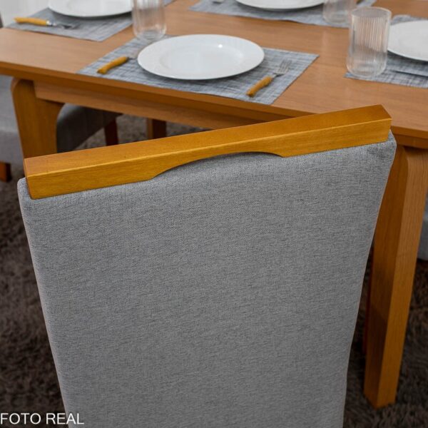 Mesa de Jantar Londrina 120x80 Cinamomo Rufato + 4 Cad. Isabela Linho Cinza 05 Madeira - KM Decor