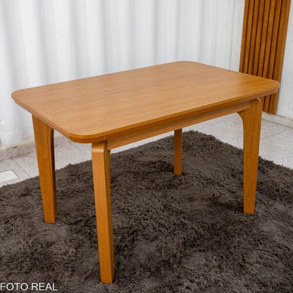 Mesa de Jantar Londrina 120x80 Cinamomo Rufato + 4 Cad. Isabela Linho Cinza 05 Madeira - KM Decor