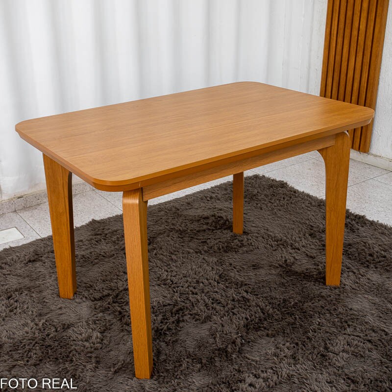 Mesa de Jantar Londrina 120x80 Cinamomo Rufato + 4 Cad. Isabela Linho Cinza 05 Madeira - KM Decor