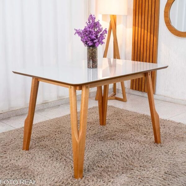 Mesa de Jantar Siena 120x90 Vidro Off/Base Madeira + 4 Cad. Lisboa Veludo Marrom 509 Madeira Entregue Montada - Art Assento