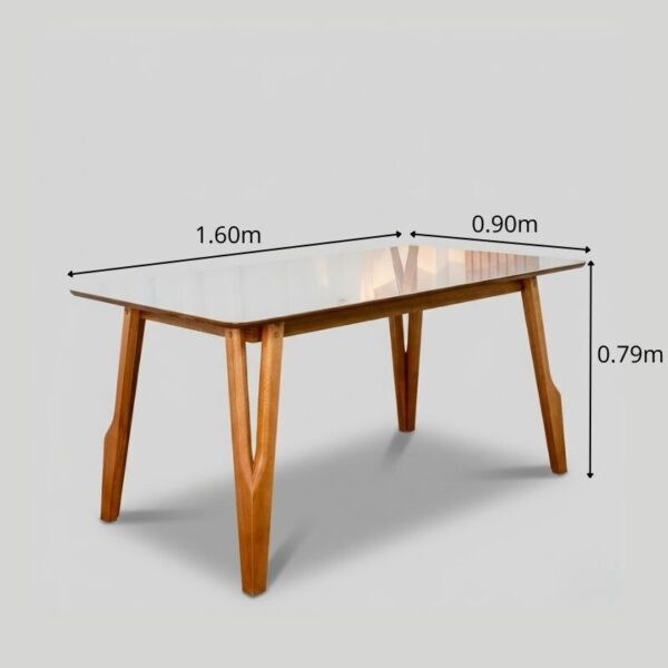 Mesa de Jantar Siena 160x90 Vidro Off/Base Madeira + 6 Cad. Lisboa Veludo Marrom 509 Madeira Art Assento - Entregue Montada