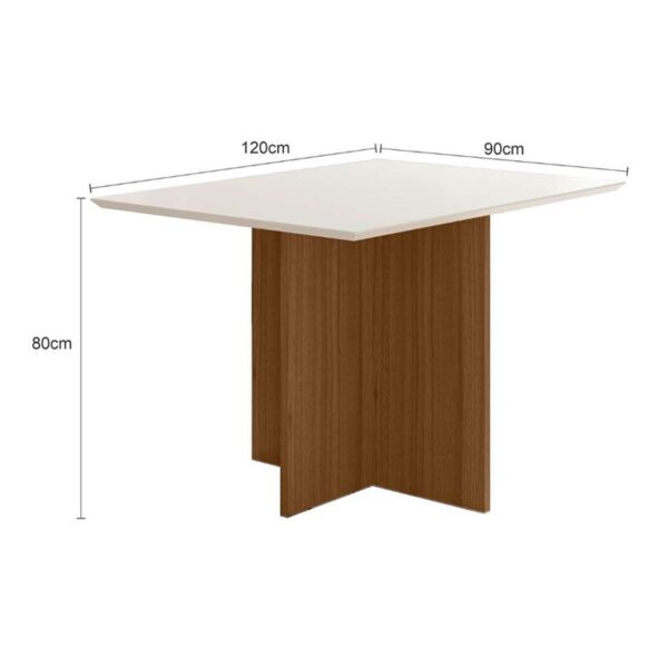 Mesa de Jantar Helo 120×90 Vidro Off/Base Mel - Poliman