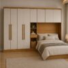 Modulado Casal Cumaru/Fendi Fosco 1 Roupeiro Rizon 4 Pts + 1 Criado Rizon + 1 Aéreo 3 portas Rizon - Novo Horizonte