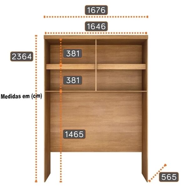 Modulado Queen Cumaru/Fendi Fosco 1 Roupeiro Rizon 4 Pts + 1 Criado Rizon + 1 Aéreo 4 portas Rizon - Novo Horizonte