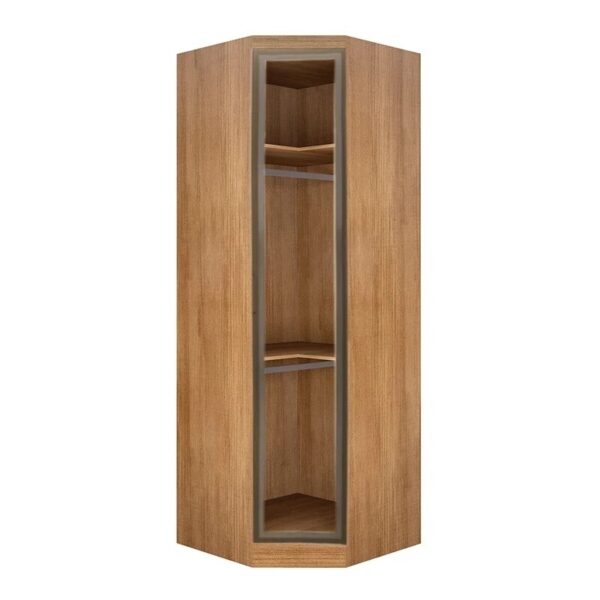 Modulado Solteiro Cumaru/Fendi Fosco 1 Roupeiro Rizon 4 Pts + 1 Criado Rizon + 1 Canto Oblíquo Rizon C/Porta de Vidro + 1 Modulado Rizon 1 Porta + 1 Aéreo 2 portas Rizon - Novo Horizonte