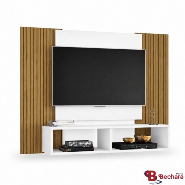 Painel Navi Larg. 1.20m Branco Ripado para TV até 47