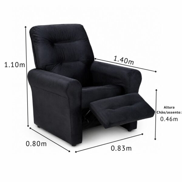 Poltrona Reclinável Clio MX-24 Veludo Preto 451