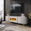 Rack Bancada Juquehy Larg. 1.80m Off/Nature C/LED para TV até 75" - Bechara