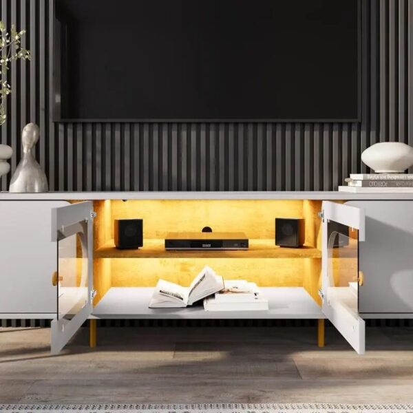 Rack Bancada Juquehy Larg. 1.80m Off/Nature C/LED para TV até 75