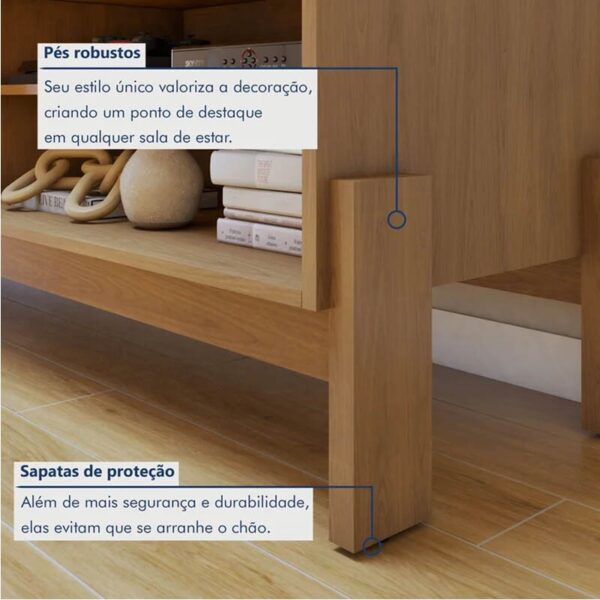 Rack Bancada Ouro Preto Larg. 1.64m Cinamomo/Off C/Detalhe Frisado para TV até 65