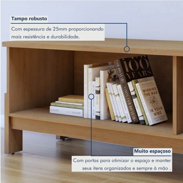 Rack Bancada Ouro Preto Larg. 1.64m Cinamomo/Off C/Detalhe Frisado para TV até 65