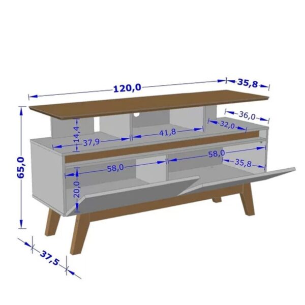 Rack Bancada Rubi Larg. 1.20m Cinamomo/Off para TV até 50