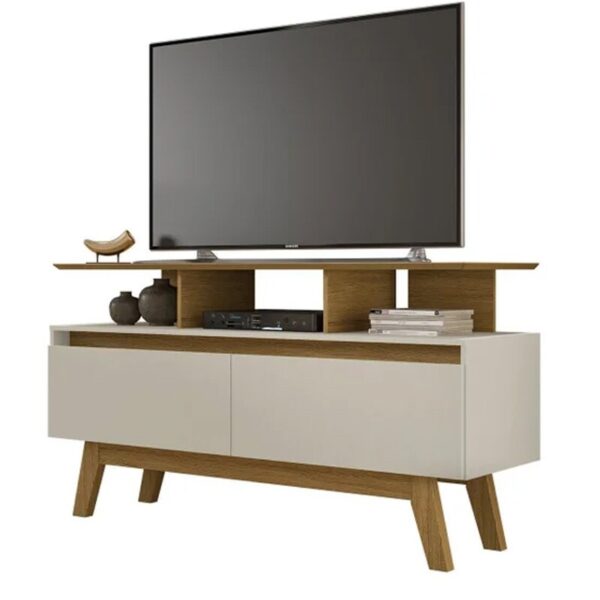Rack Bancada Rubi Larg. 1.20m Cinamomo/Off para TV até 50