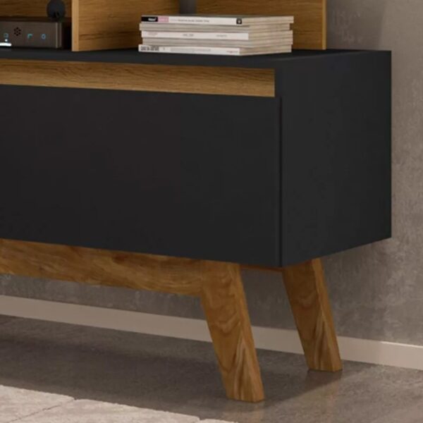 Rack Bancada Rubi Larg. 1.20m Cinamomo/Preto para TV até 50