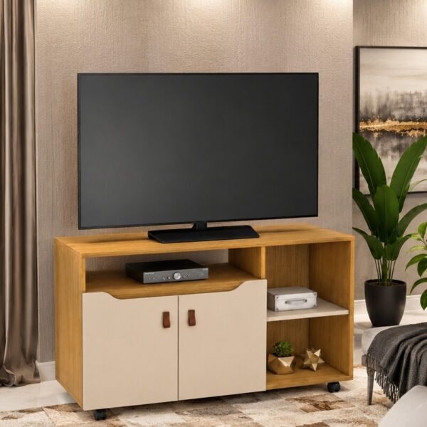 Rack Seleto Candian Larg. 1.21m Cinamomo/Off para TV até 49