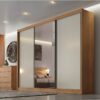 Roupeiro Casal Diamond Plus Cumaru/Fendi Fosco 3 Portas 8 Gavetas C/ 1 Espelho 100% MDF Larg. 2.41m - Novo Horizonte