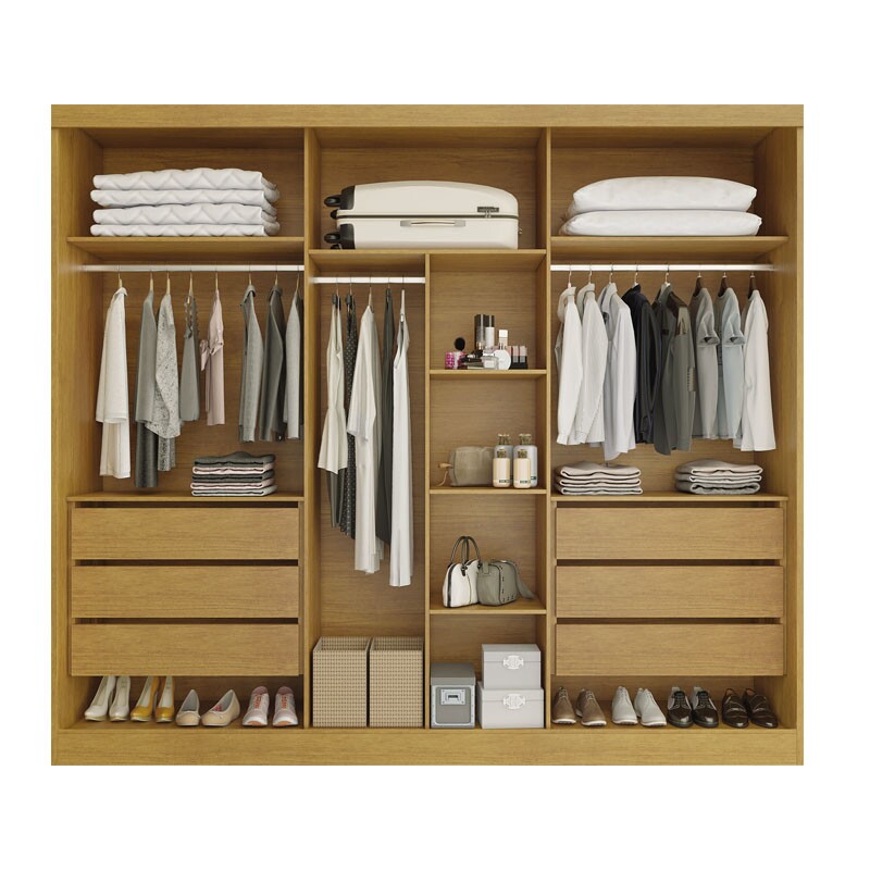 Guarda-roupa Casal Alvorada 6 Portas larg. 2.70m 100% MDF Nature/Off - Bianchi - Imagem 2