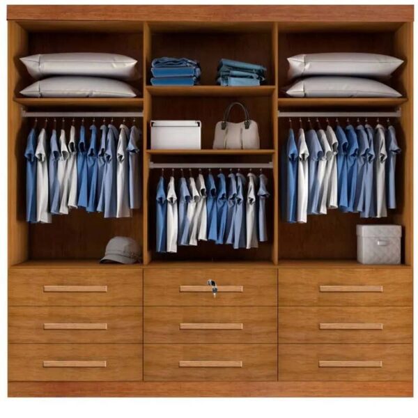 Roupeiro Turim Plus 3 Portas Nature 100% MDF Larg. 2.11 - Bianchi