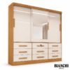 Roupeiro Turim Plus 3 Portas Nature/Off white 100% MDF Larg. 2.11 - Bianchi