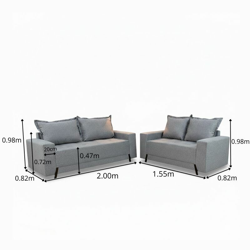 Sofá 3 e 2 lugares 8100 Linho Cinza 27