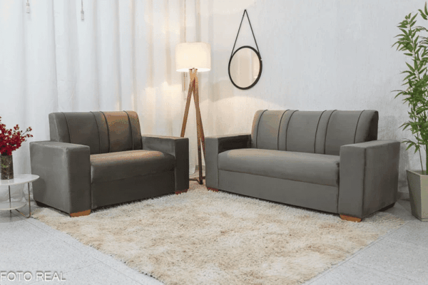Sofá 3 e 2 lugares Maceió Veludo Cinza 813